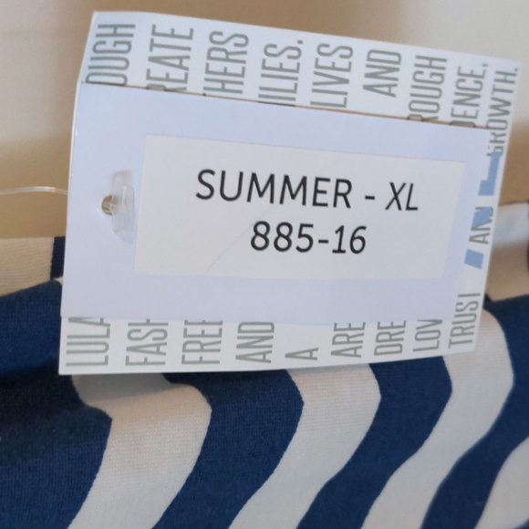 Lularoe Women's Size XL Navy White Chevron Stripe Nautical Sleeveless Dress New - Picture 5 of 9